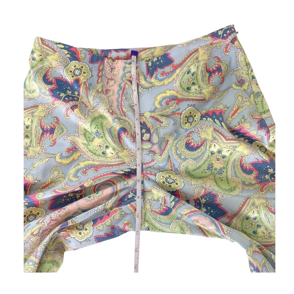 Lauren Ralph Lauren Pants 6P Blue Paisley Petite Ankle Crop Side Zip Cotton Blen - Picture 6 of 7